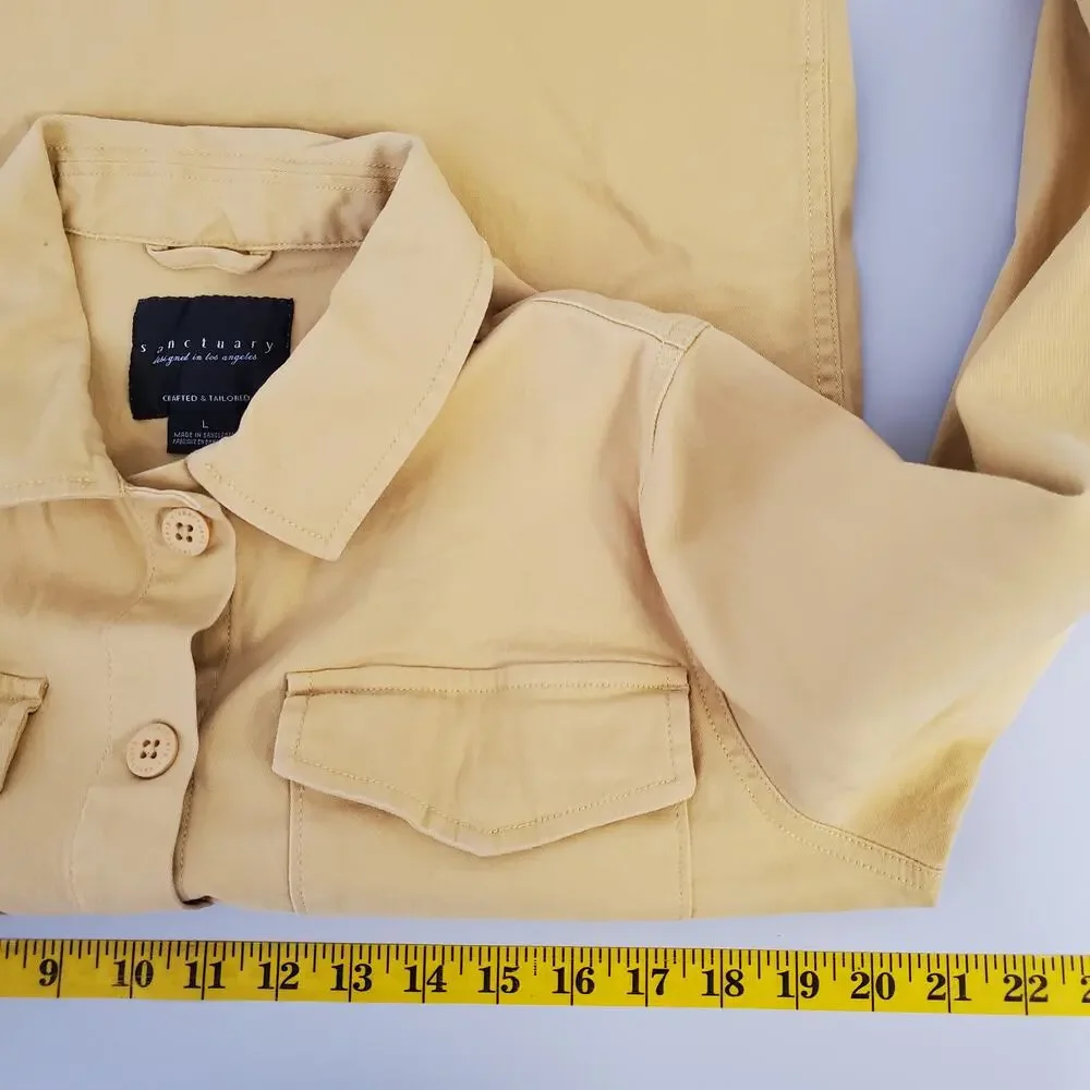 Sanctuary Jacket Womens Large Button Front Barn Chore Coat Canvas Pockets Button_6